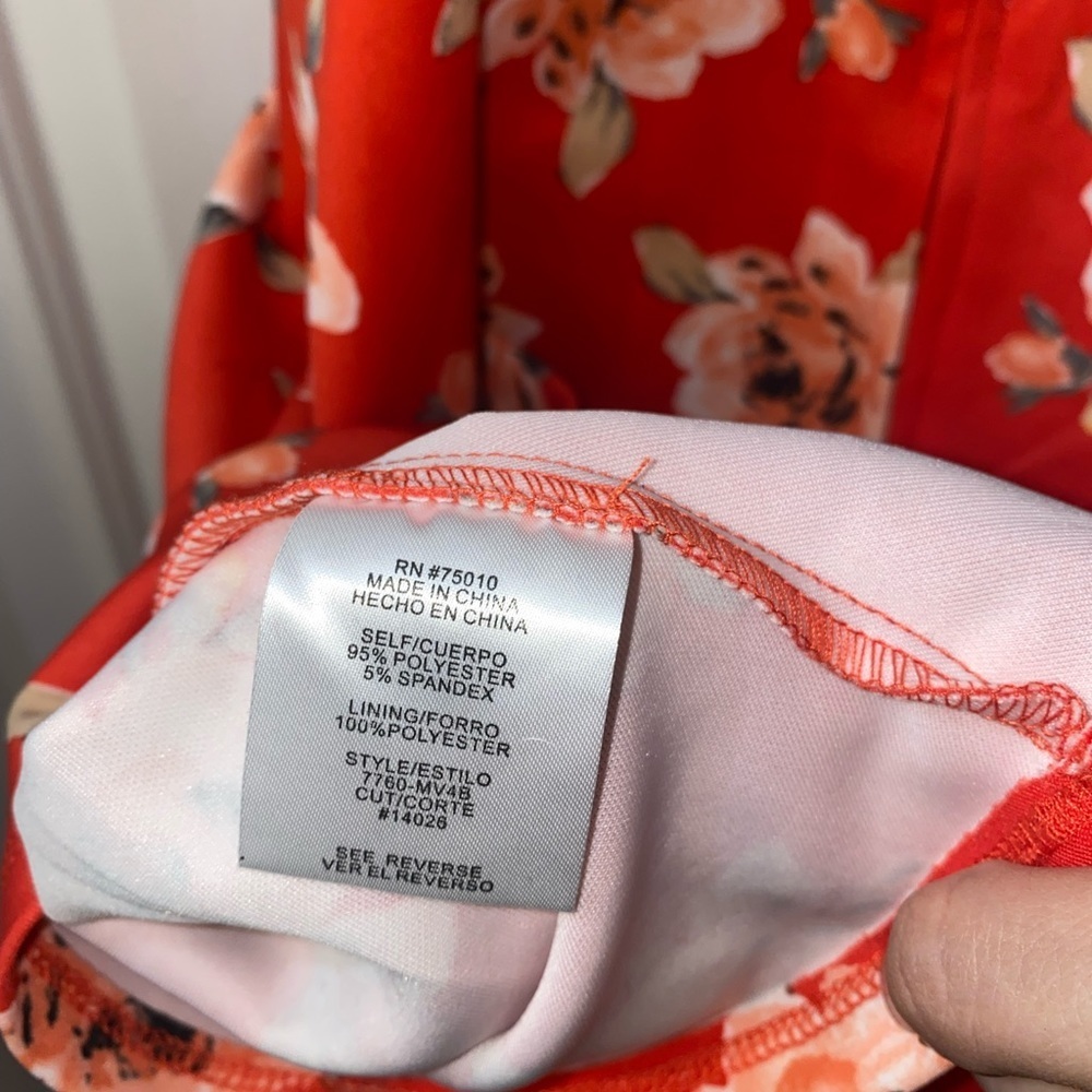 City Studio Red Orange Floral Wrap Dress - Picture 4 of 4